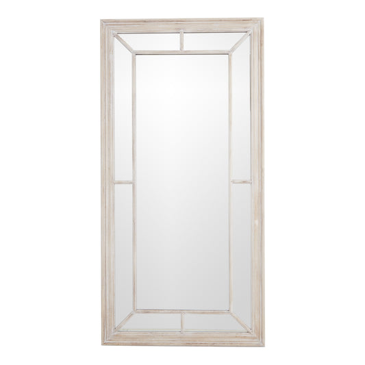 Large Washed Wood Framed Window Mirror - Luxe Home Comforts
