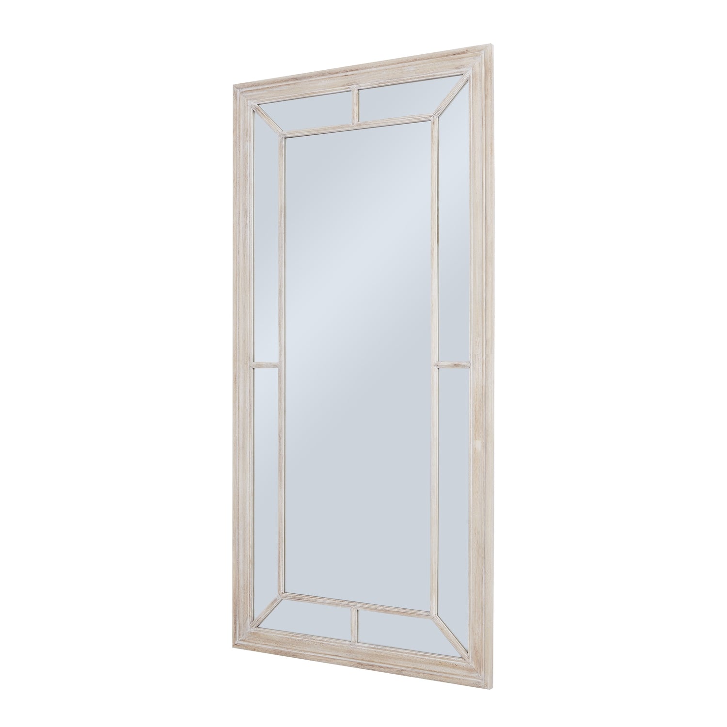 Large Washed Wood Framed Window Mirror - Luxe Home Comforts