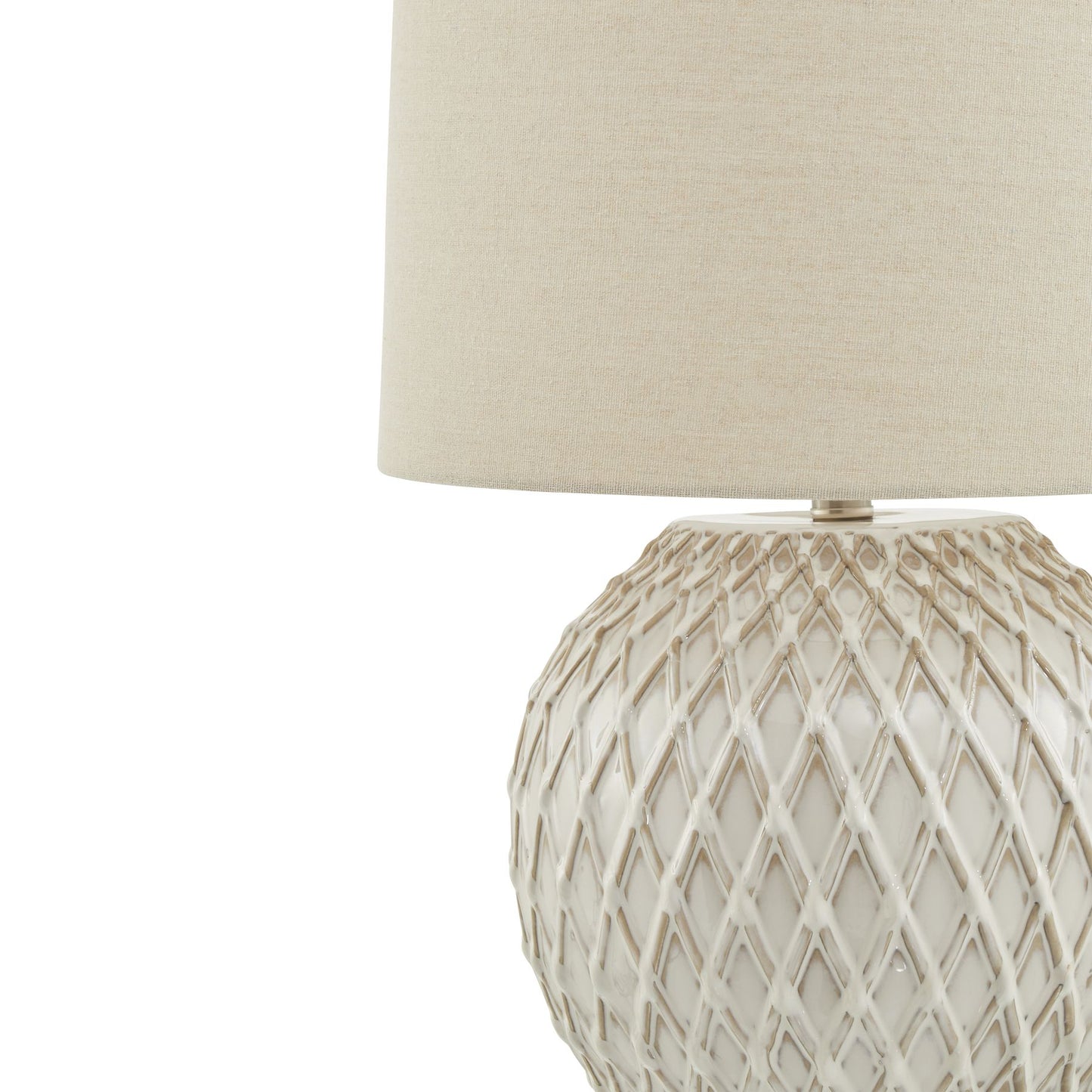Lattice Ceramic Table Lamp With Linen Shade - Luxe Home Comforts