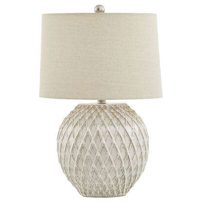 Lattice Ceramic Table Lamp With Linen Shade - Luxe Home Comforts