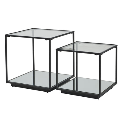 Lennox Black Framed Set Of 2 Side Tables - Luxe Home Comforts