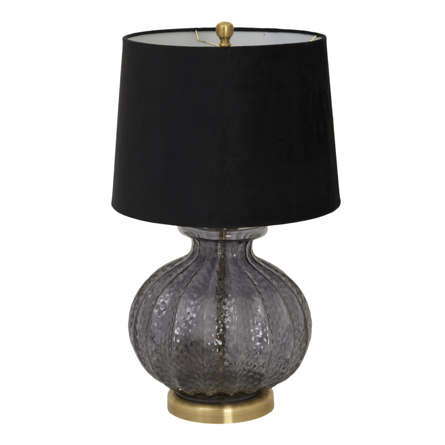 Luxton Glass Fluted Lamp With Black Velvet Shade - Luxe Home Comforts
