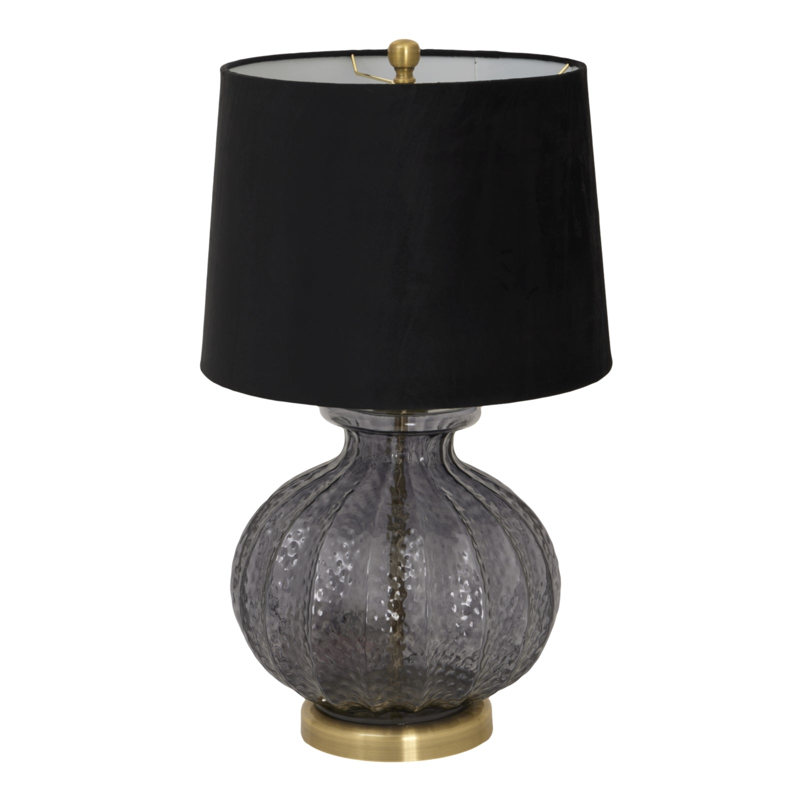 Luxton Glass Fluted Lamp With Black Velvet Shade - Luxe Home Comforts