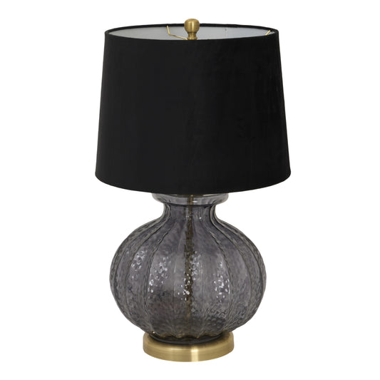 Luxton Glass Fluted Lamp With Black Velvet Shade - Luxe Home Comforts