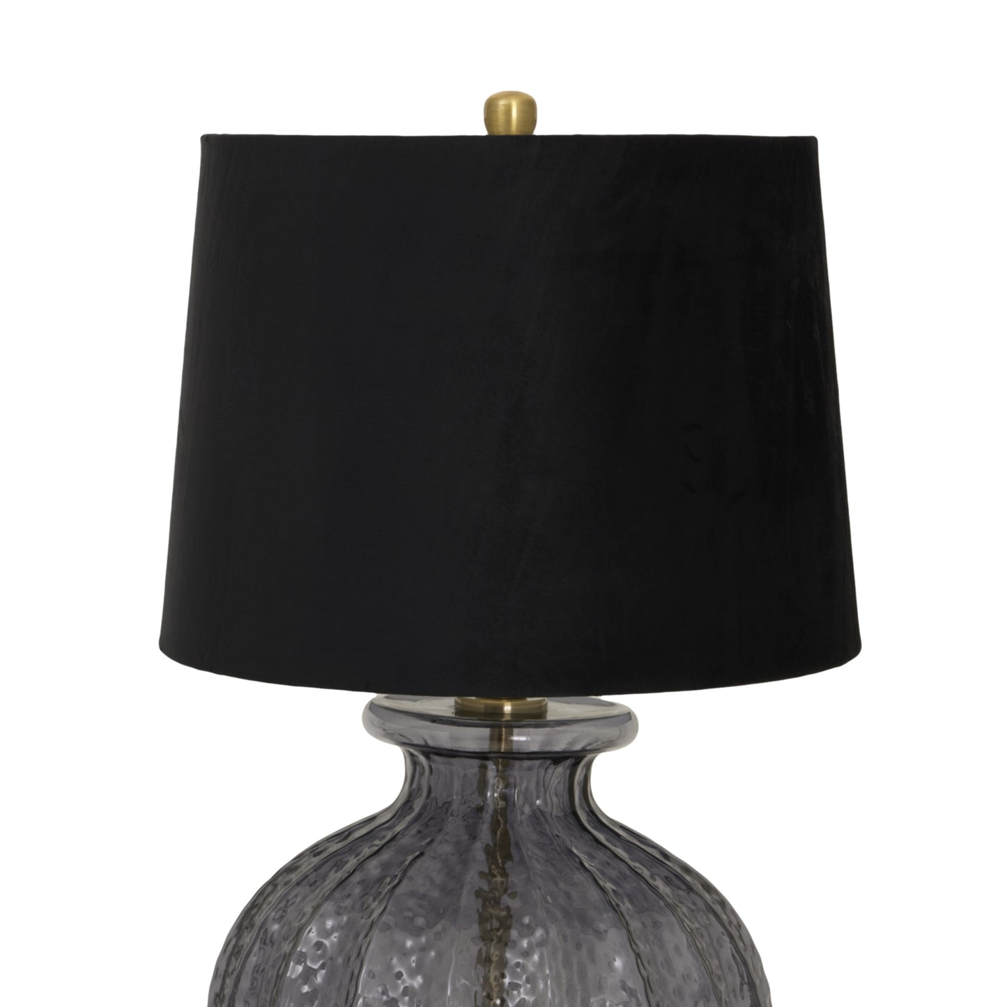 Luxton Glass Fluted Lamp With Black Velvet Shade - Luxe Home Comforts