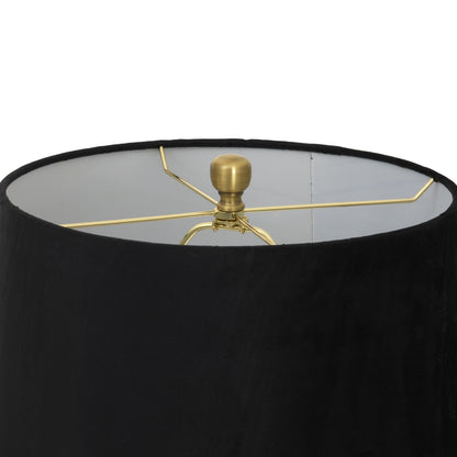 Luxton Glass Fluted Lamp With Black Velvet Shade - Luxe Home Comforts