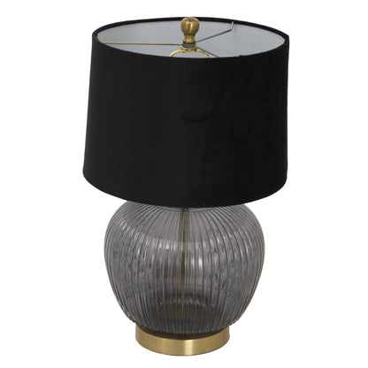 Luxton Glass Ribbed Lamp With Black Velvet Shade - Luxe Home Comforts