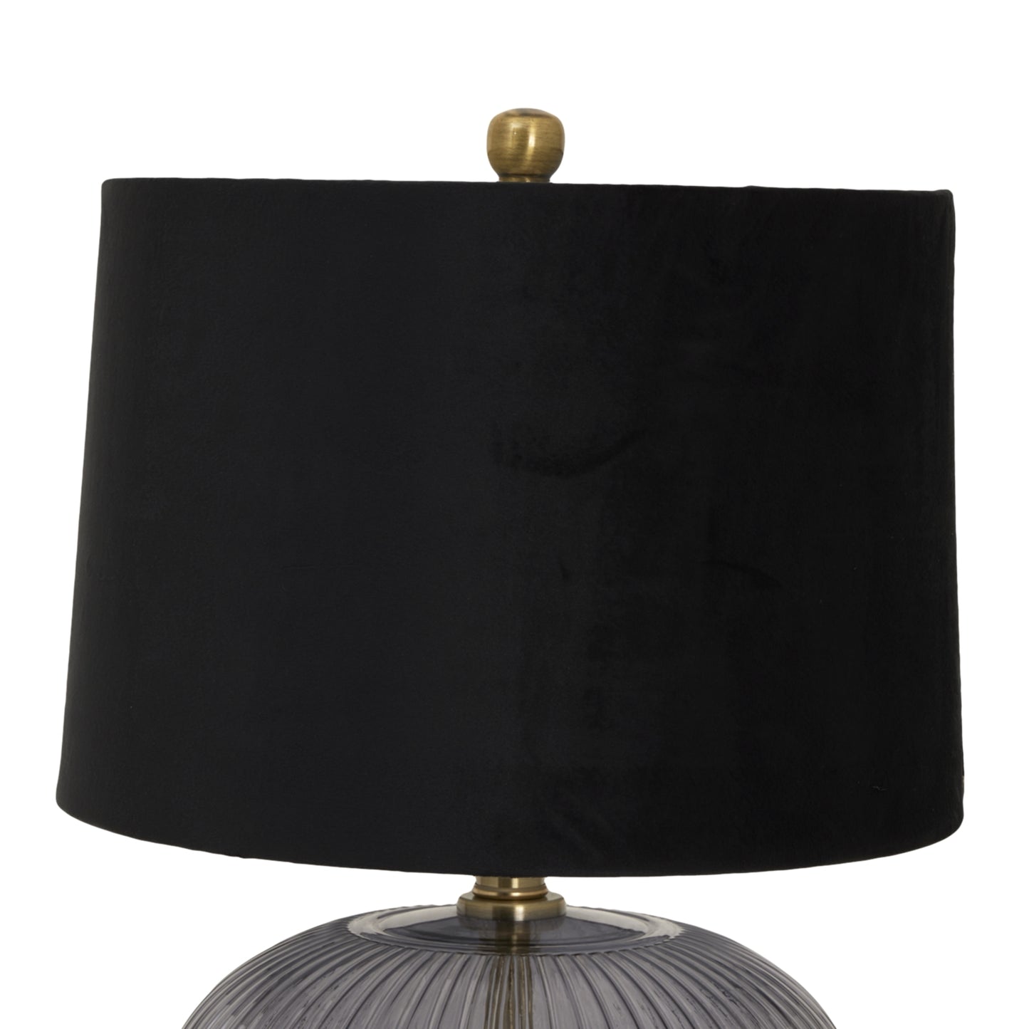 Luxton Glass Ribbed Lamp With Black Velvet Shade - Luxe Home Comforts
