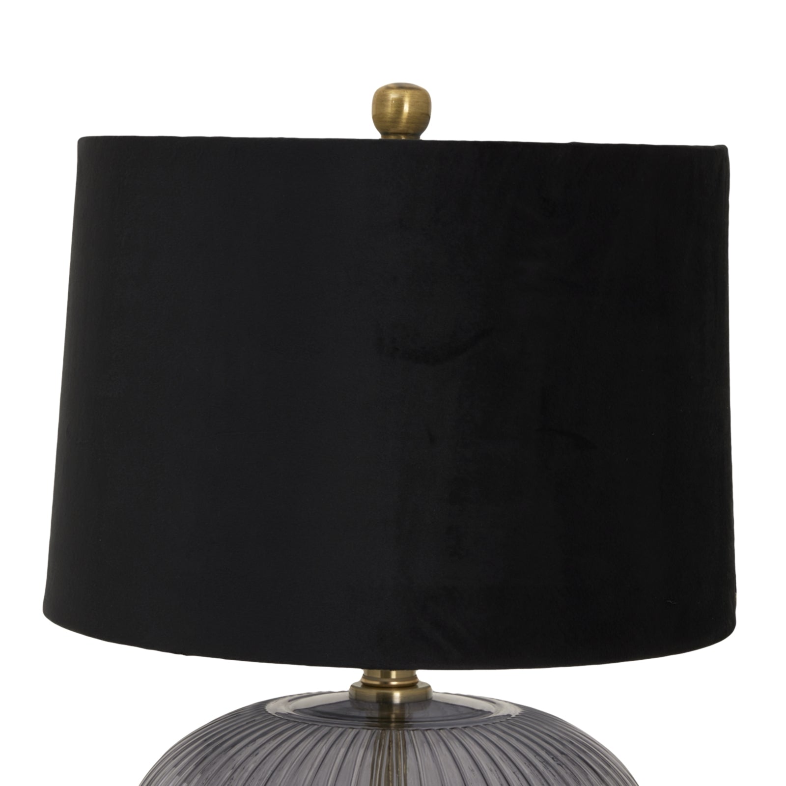 Luxton Glass Ribbed Lamp With Black Velvet Shade - Luxe Home Comforts