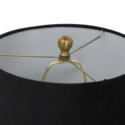 Luxton Glass Ribbed Lamp With Black Velvet Shade - Luxe Home Comforts
