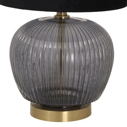Luxton Glass Ribbed Lamp With Black Velvet Shade - Luxe Home Comforts