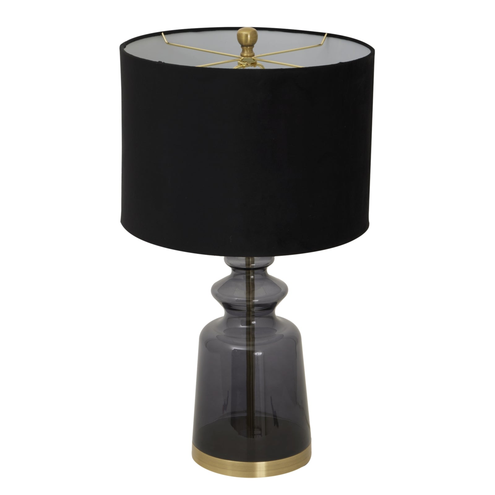 Luxton Glass Urn Lamp With Black Velvet Shade - Luxe Home Comforts