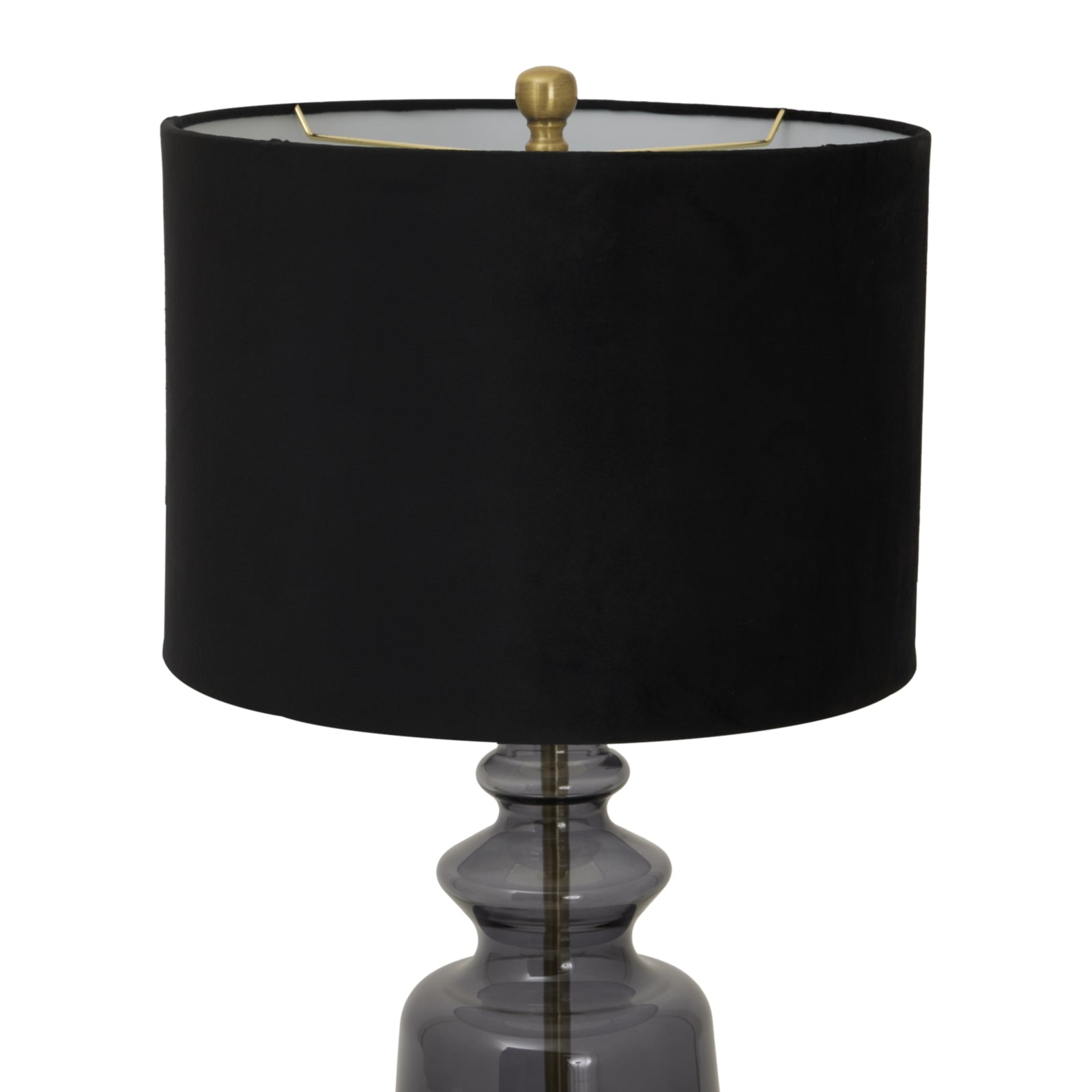 Luxton Glass Urn Lamp With Black Velvet Shade - Luxe Home Comforts
