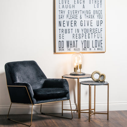 Set Of Two Black Marble Tables - Luxe Home Comforts