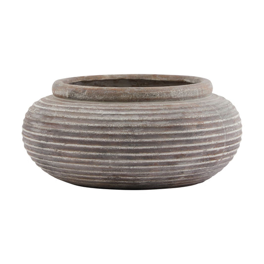 Siena Brown Round Ribbed Planter - Luxe Home Comforts