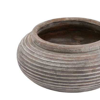 Siena Brown Round Ribbed Planter - Luxe Home Comforts