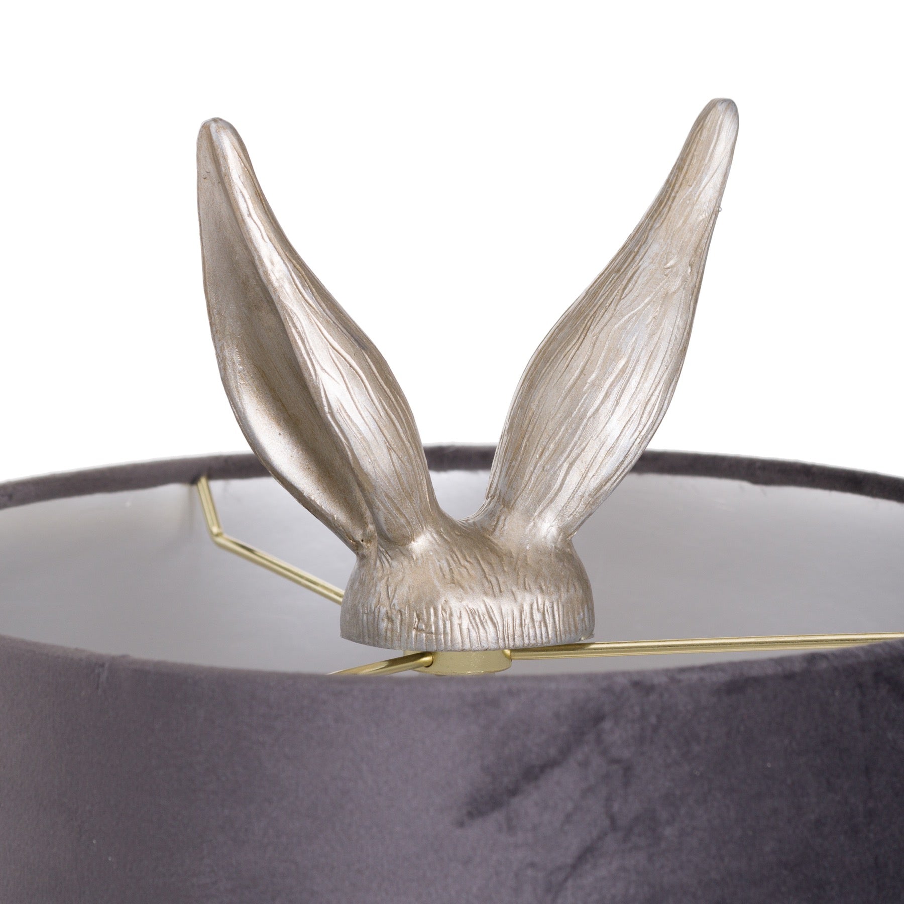 Silver Hare Table Lamp With Grey Velvet Shade - Luxe Home Comforts