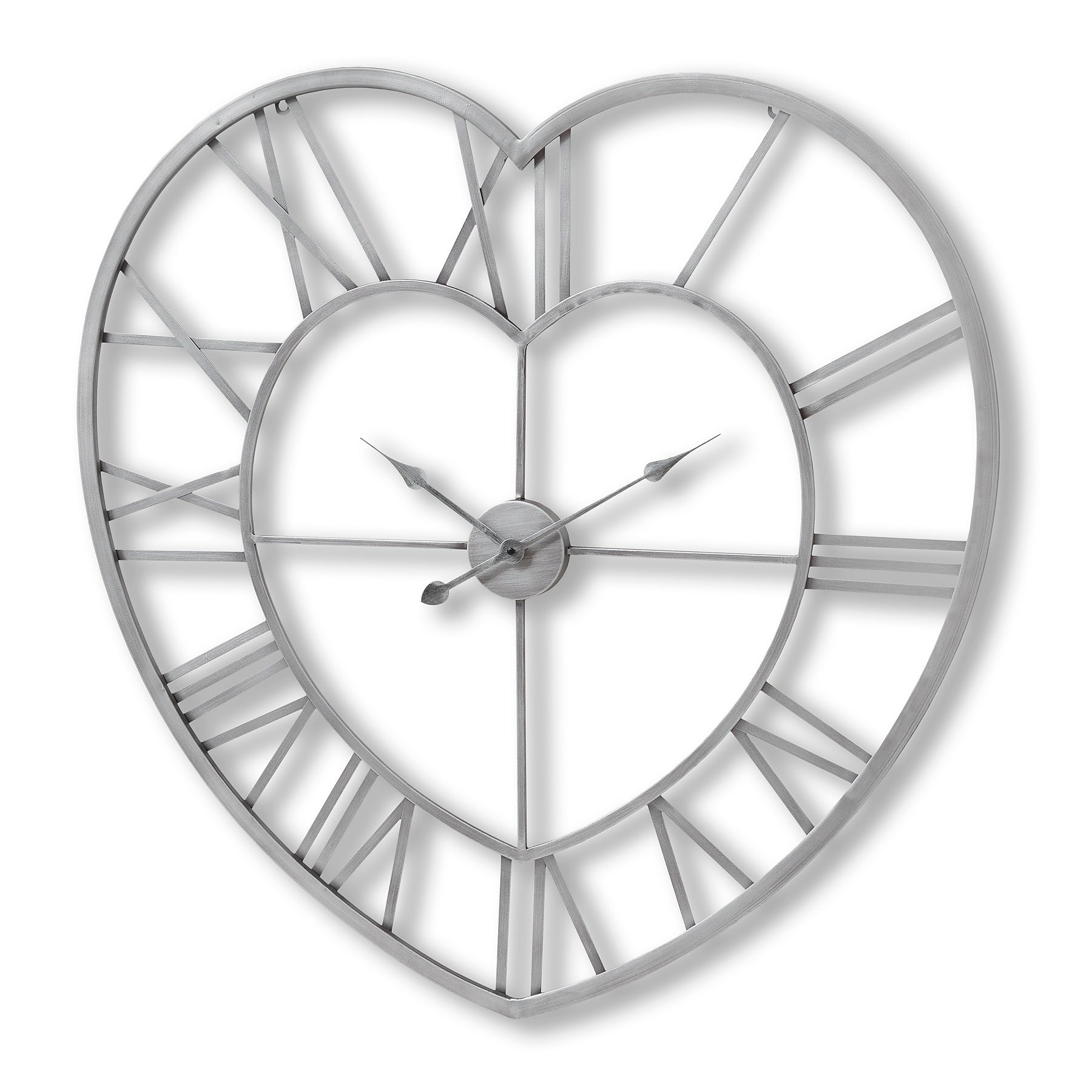 Silver Heart Skeleton Wall Clock - Luxe Home Comforts