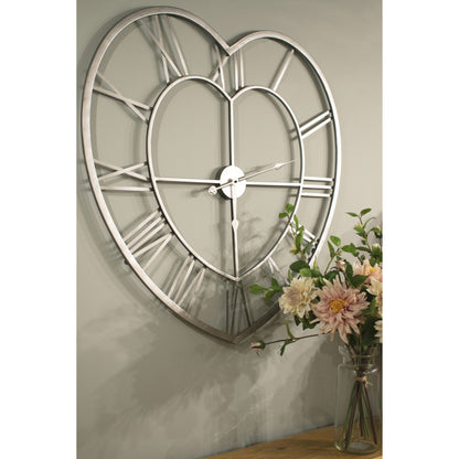 Silver Heart Skeleton Wall Clock - Luxe Home Comforts