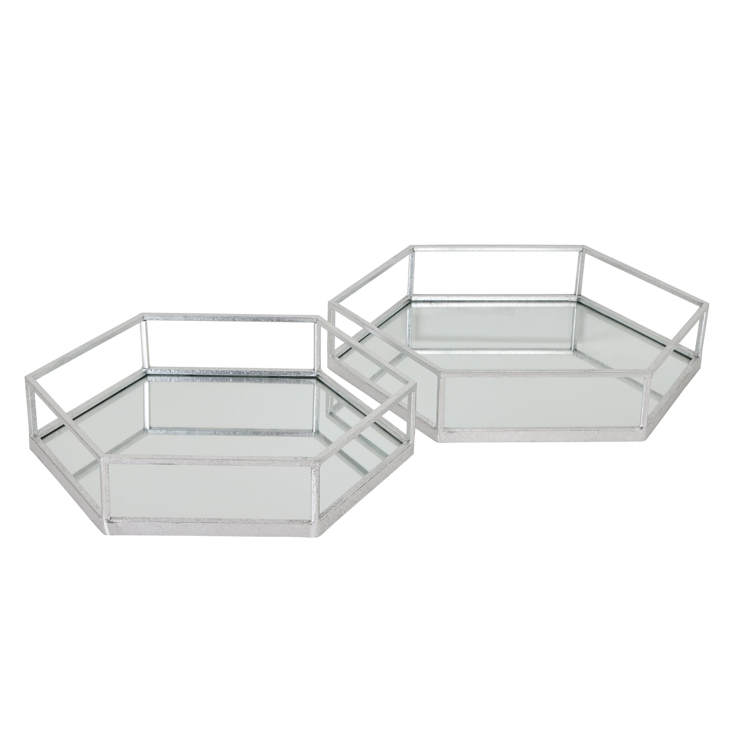 Silver Hexagon Set Of Two Trays - Luxe Home Comforts