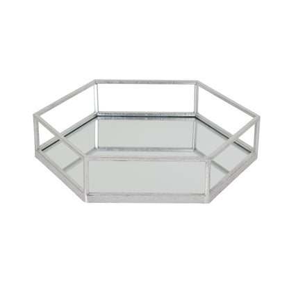 Silver Hexagon Set Of Two Trays - Luxe Home Comforts