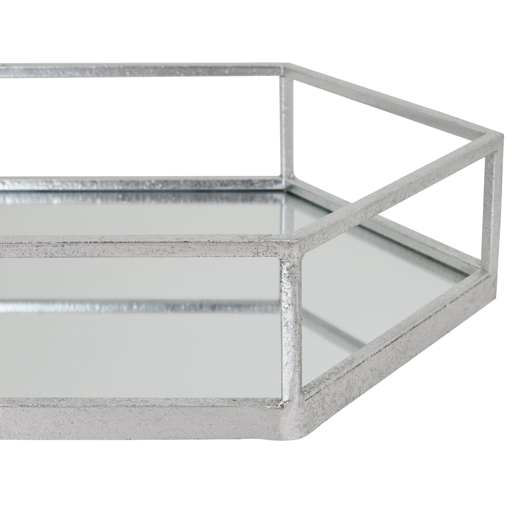 Silver Hexagon Set Of Two Trays - Luxe Home Comforts