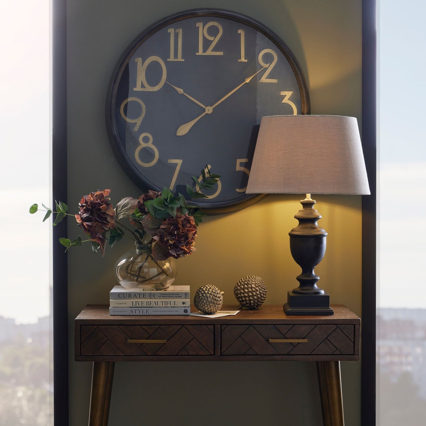 Soho Brass And Black Large Clock - Luxe Home Comforts