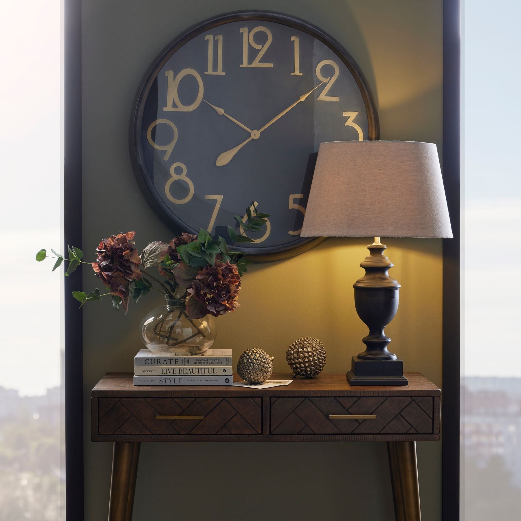 Soho Brass And Black Large Clock - Luxe Home Comforts