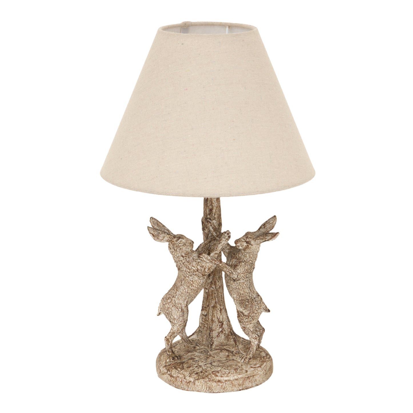 Stonewashed Marching Hares Lamp With Linen Shade - Luxe Home Comforts