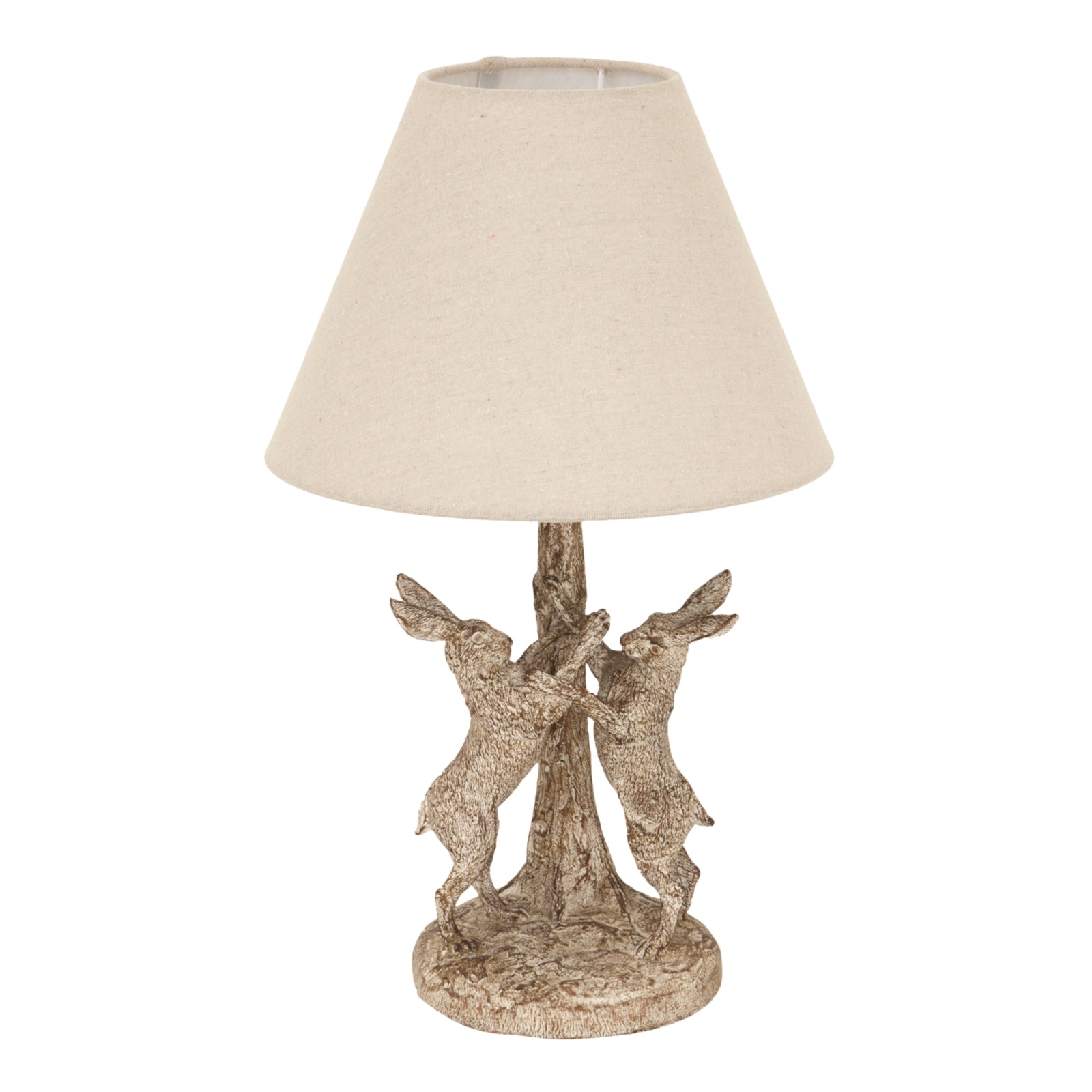 Stonewashed Marching Hares Lamp With Linen Shade - Luxe Home Comforts