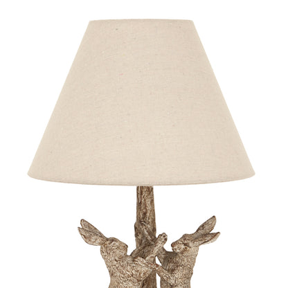 Stonewashed Marching Hares Lamp With Linen Shade - Luxe Home Comforts