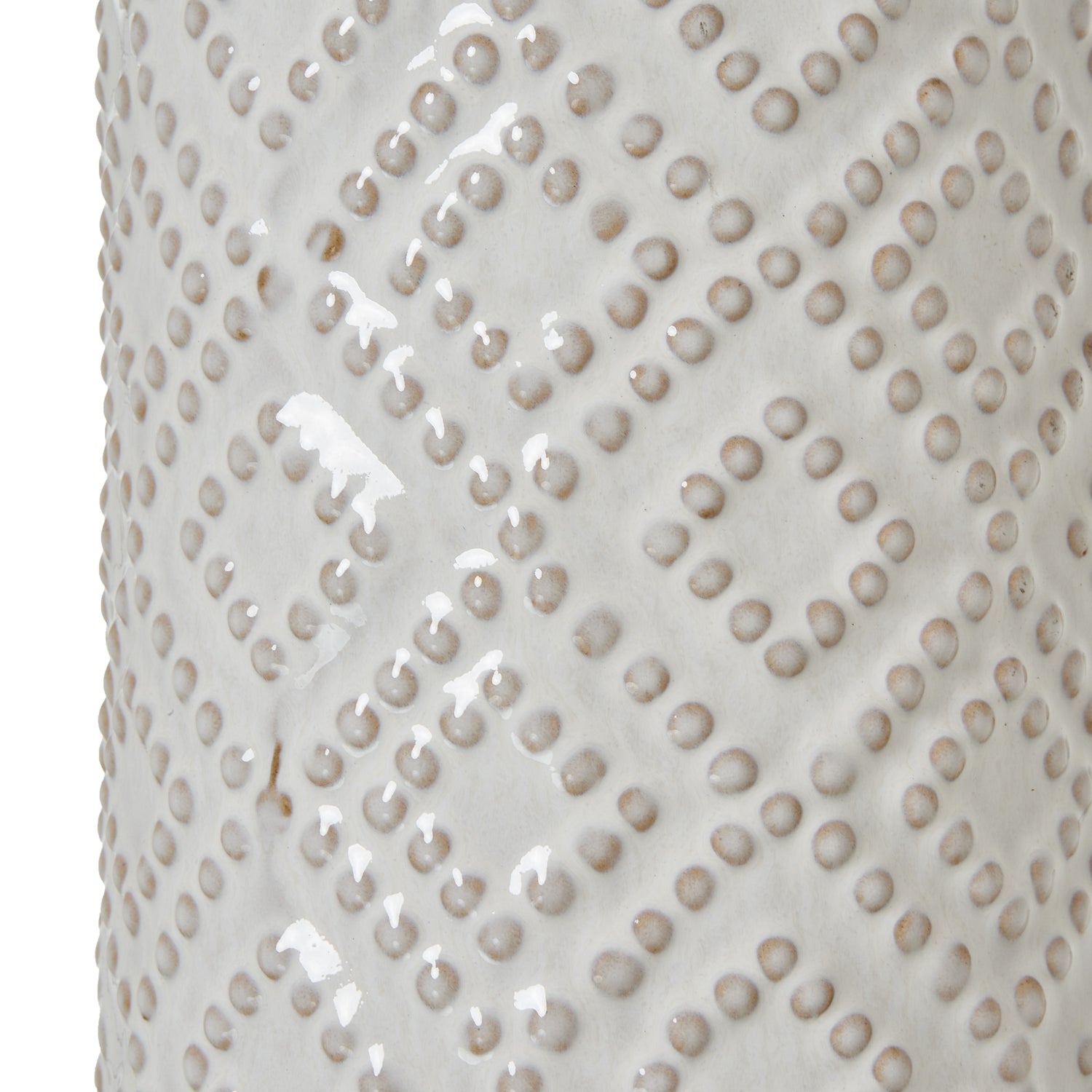 White Beaded Ceramic Lamp With Linen Shade - Luxe Home Comforts