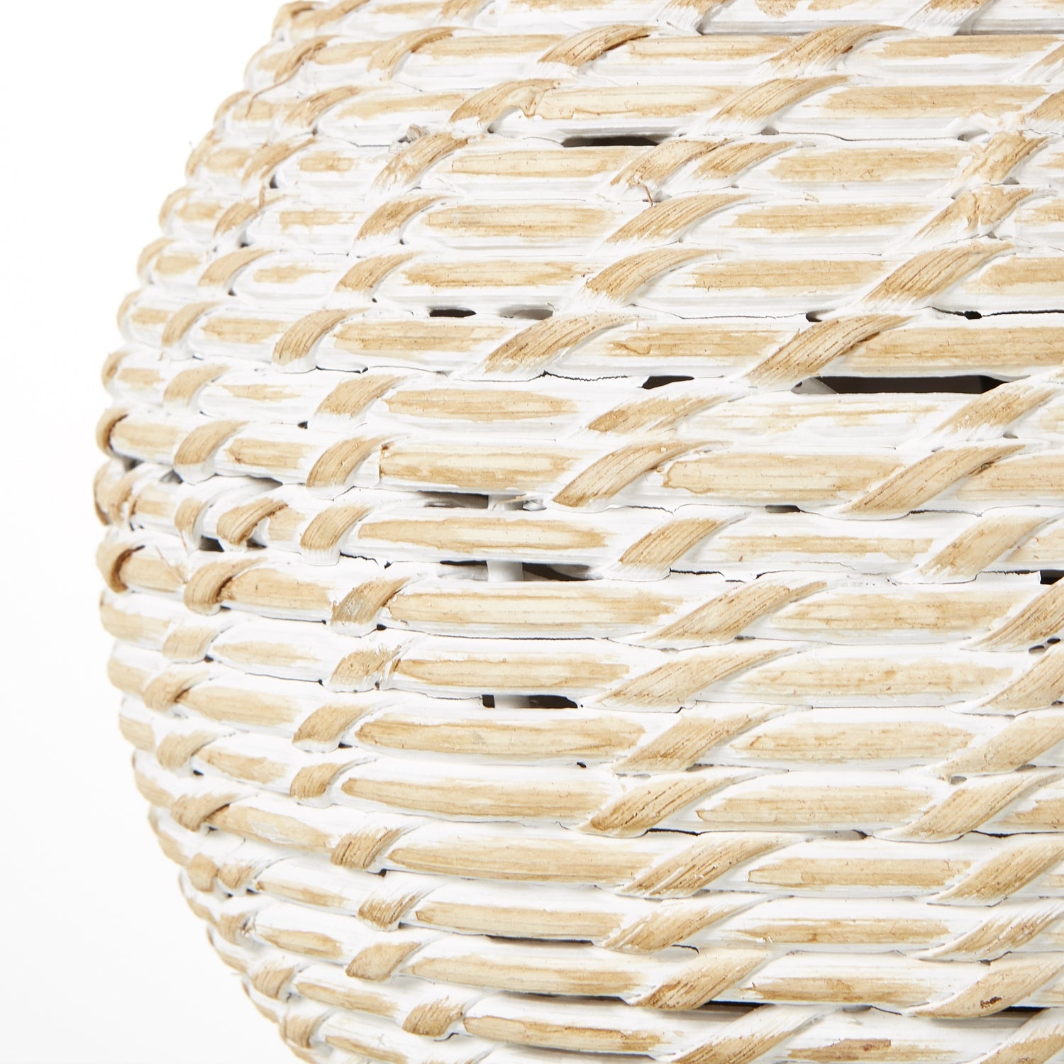 White Wash Small Bulbous Wicker Table Lamp With Linen Shade - Luxe Home Comforts