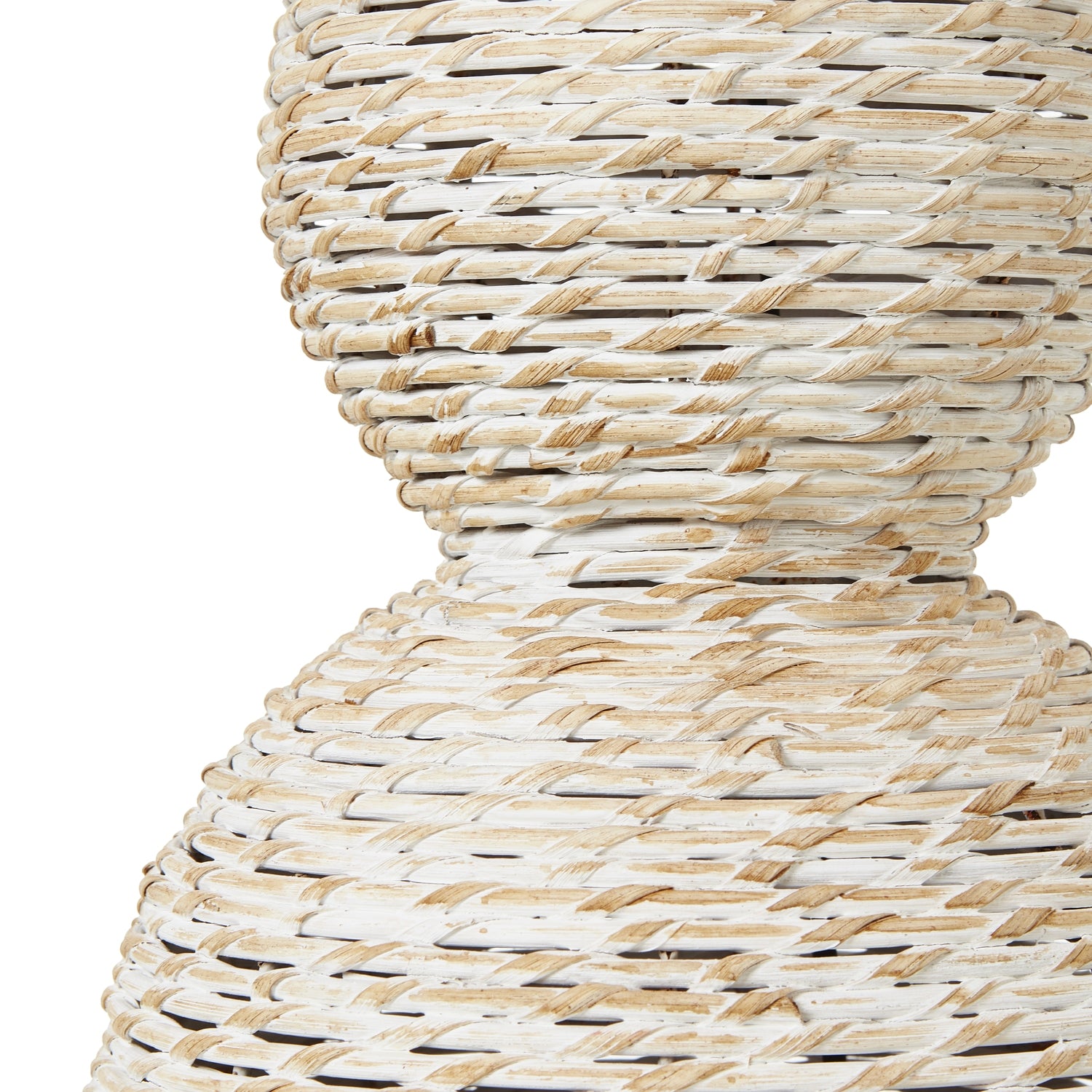 White Wash Wicker Globe Table Lamp With Linen Shade - Luxe Home Comforts