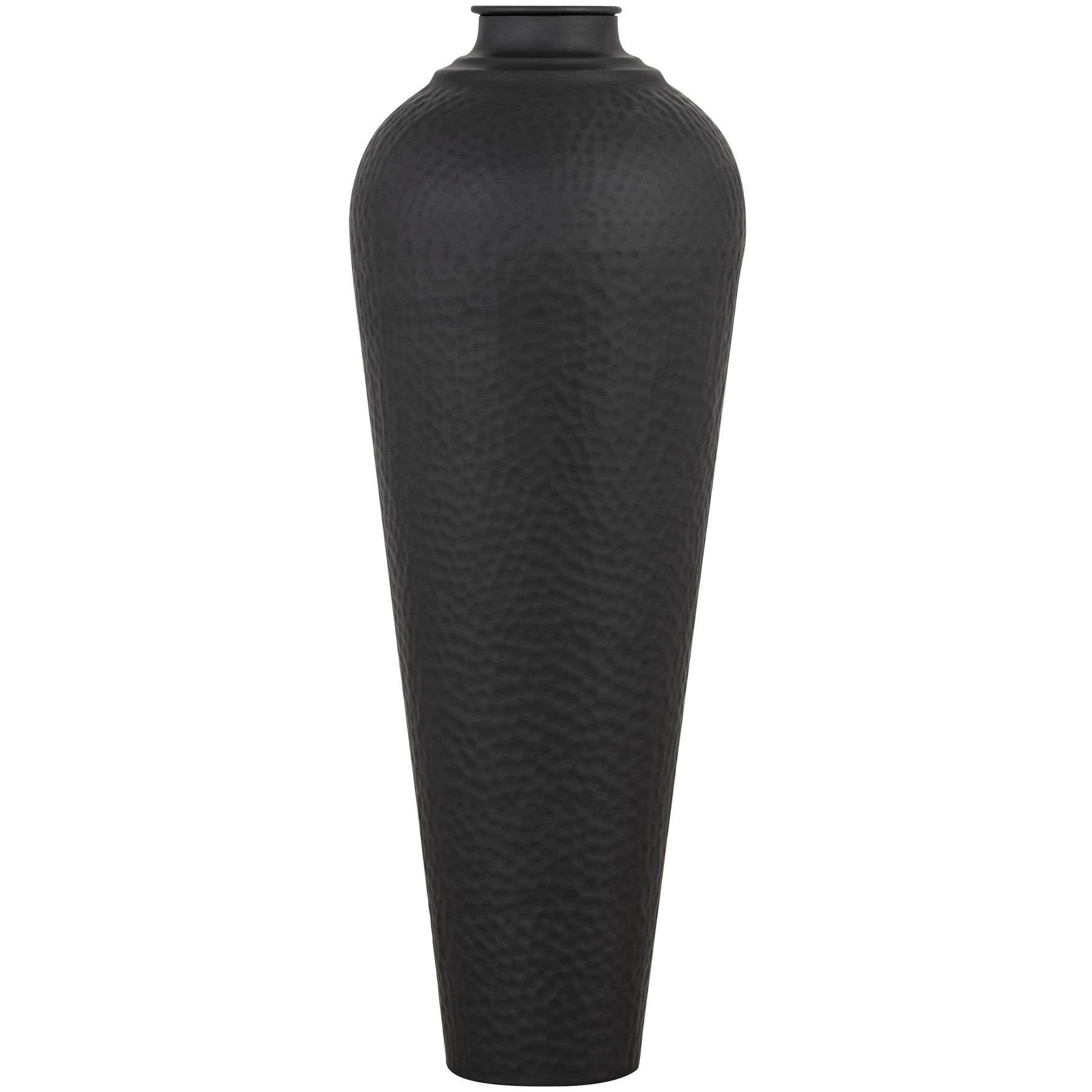 Matt Black Hammered Vase With Lid - Luxe Home Comforts