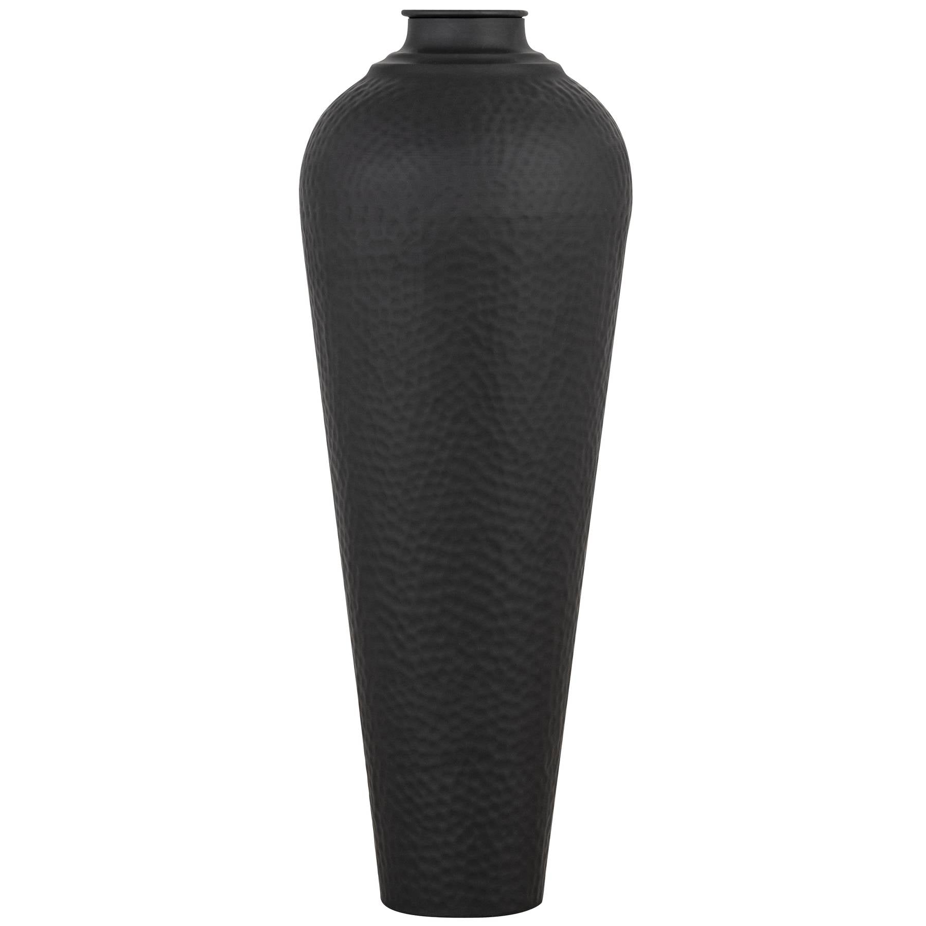 Matt Black Hammered Vase With Lid - Luxe Home Comforts