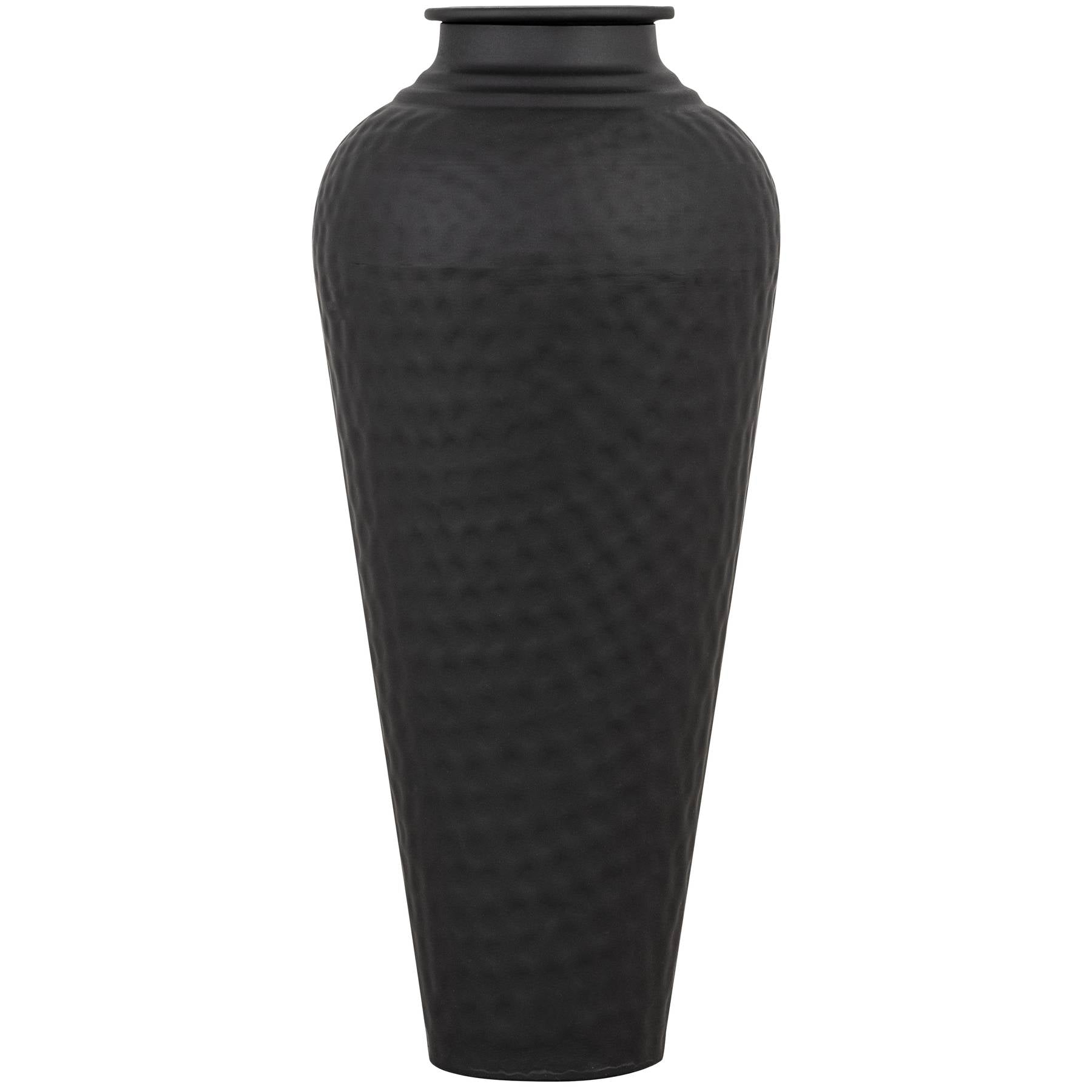 Matt Black Hammered Vase With Lid - Luxe Home Comforts