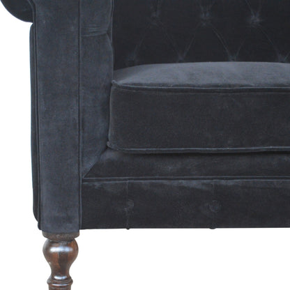 Black Velvet Chesterfield Sofa - Luxe Home Comforts