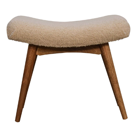 Boucle Cream Curved Bench - Luxe Home Comforts