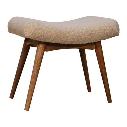 Boucle Cream Curved Bench - Luxe Home Comforts