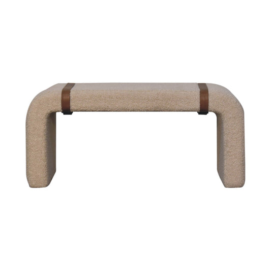 Boucle Leather Strap Bench - Luxe Home Comforts