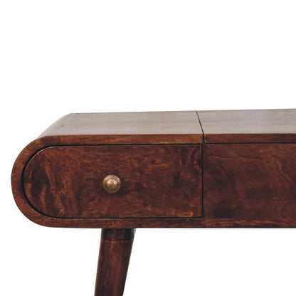 California Walnut Dressing Table with Foldable Mirror - Luxe Home Comforts