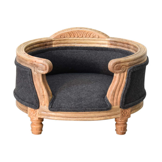 Carved Battleship Tweed Pet Bed - Luxe Home Comforts