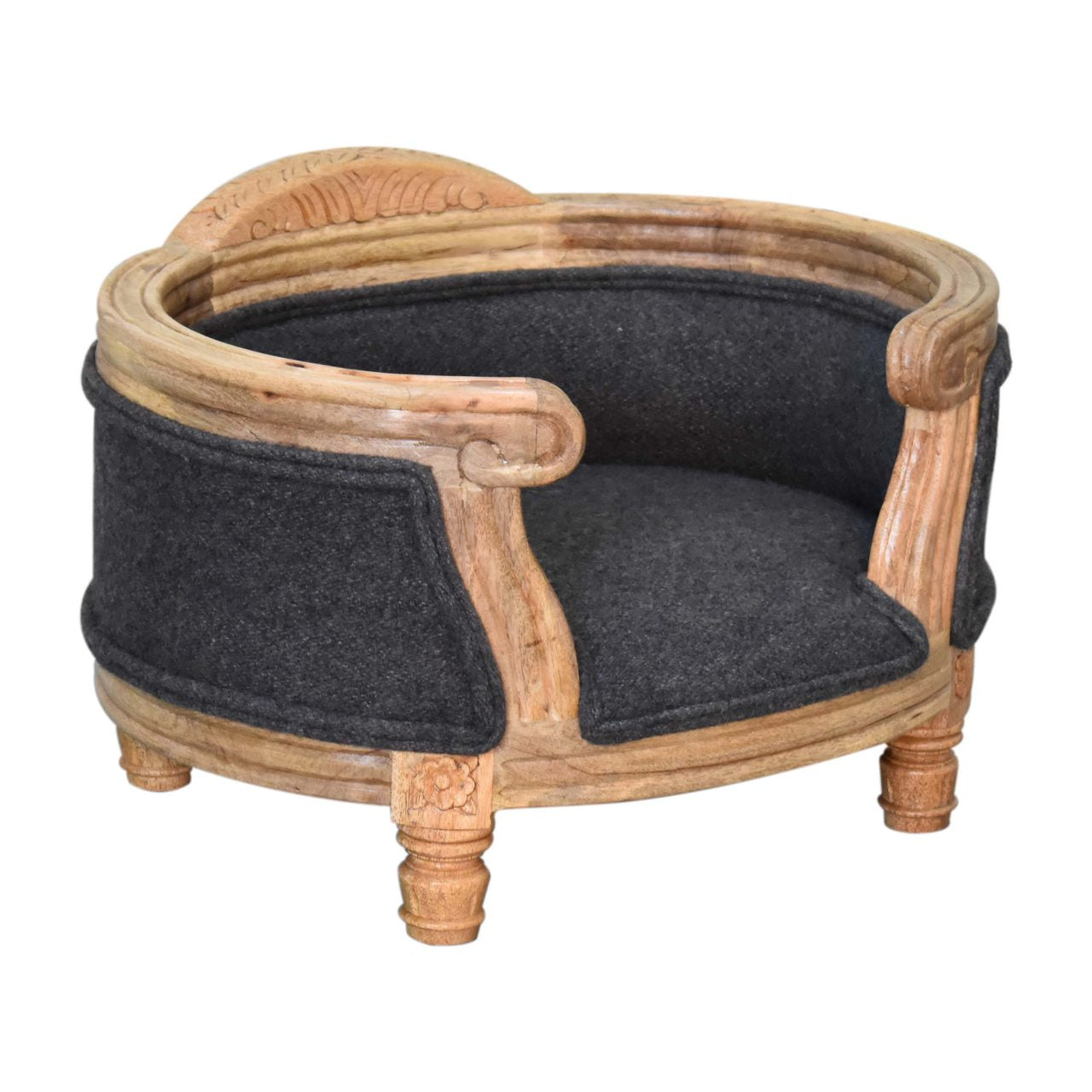 Carved Battleship Tweed Pet Bed - Luxe Home Comforts