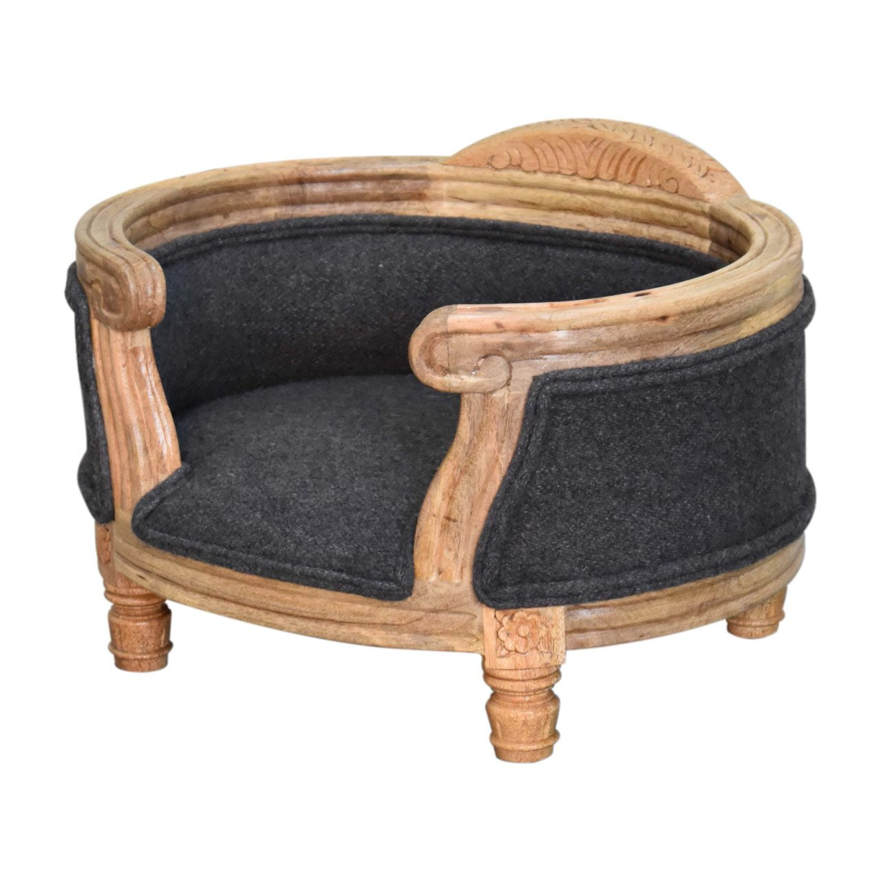 Carved Battleship Tweed Pet Bed - Luxe Home Comforts