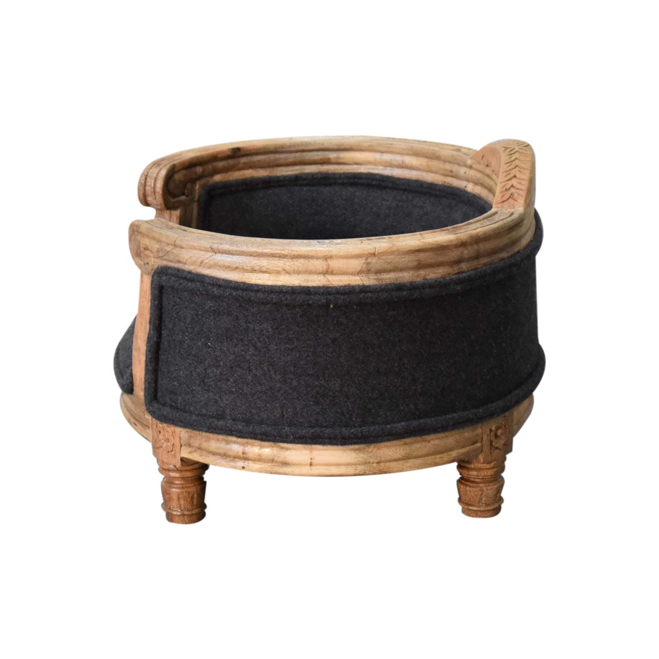 Carved Battleship Tweed Pet Bed - Luxe Home Comforts