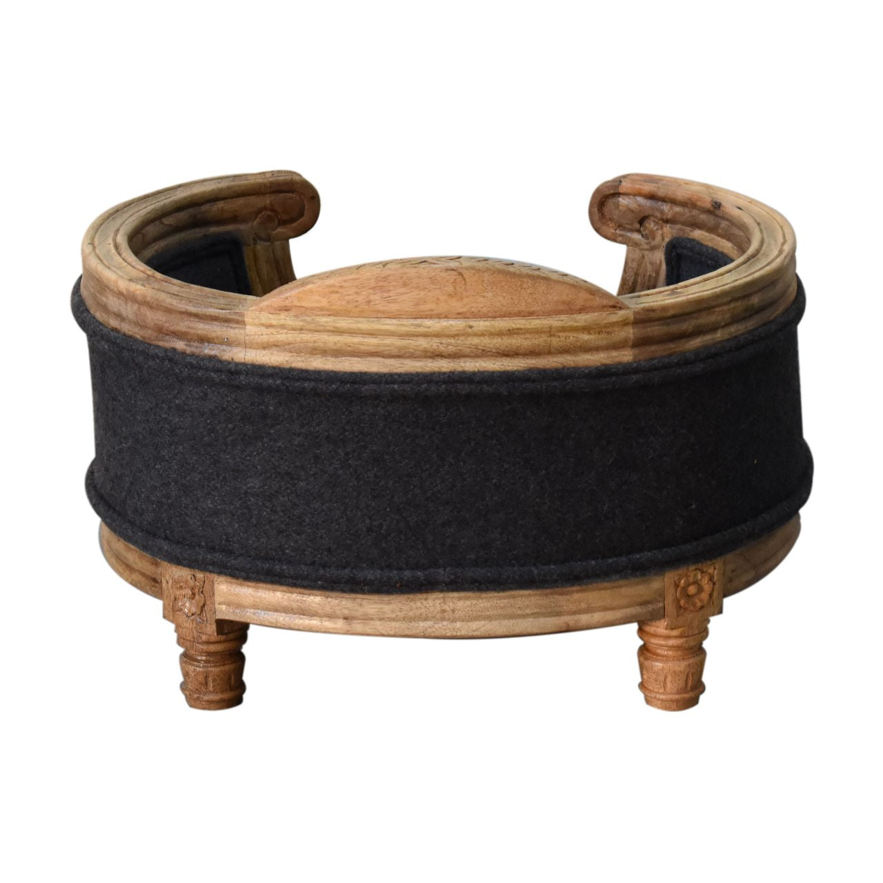 Carved Battleship Tweed Pet Bed - Luxe Home Comforts