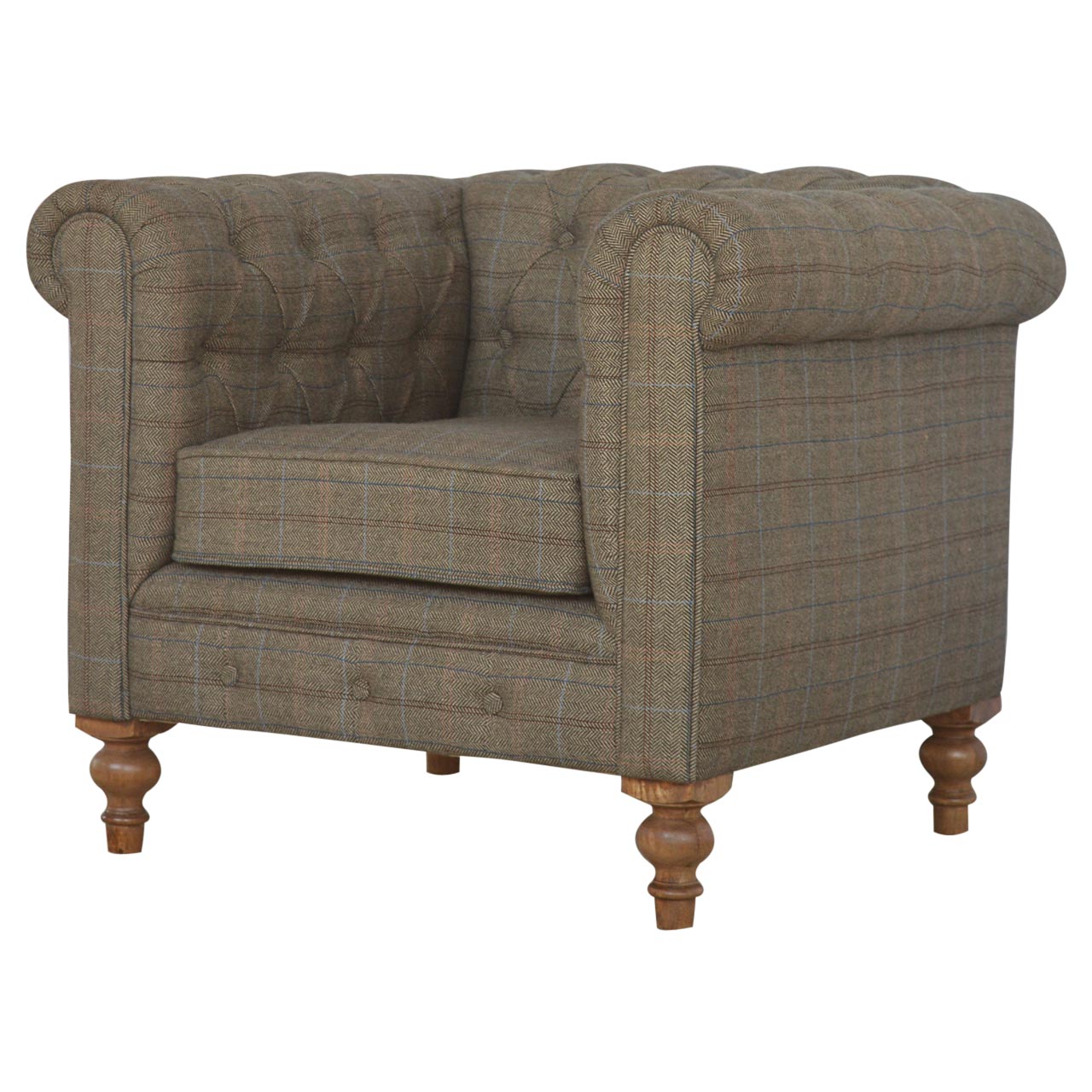 Chesterfield Multi Tweed Armchair - Luxe Home Comforts