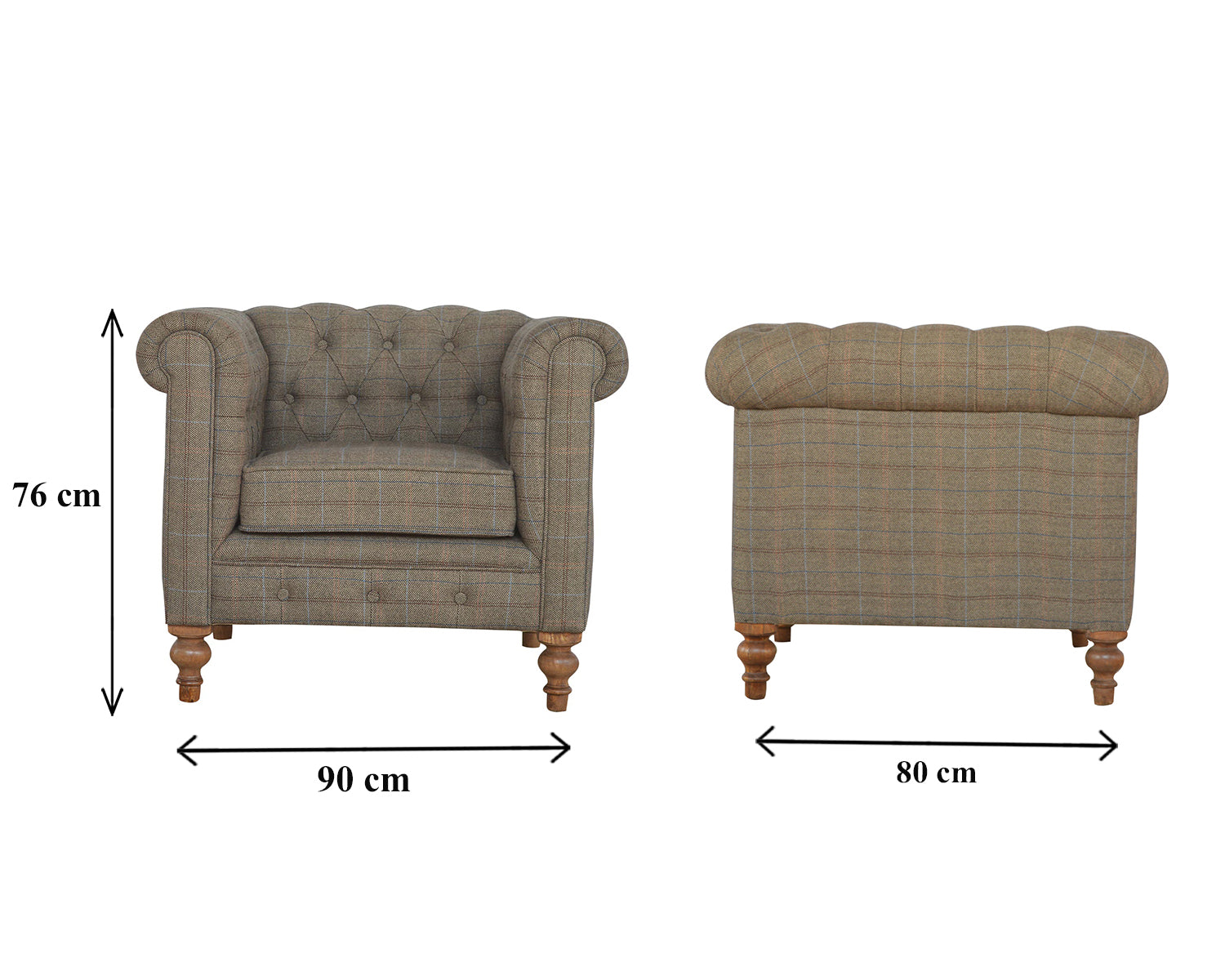 Chesterfield Multi Tweed Armchair - Luxe Home Comforts
