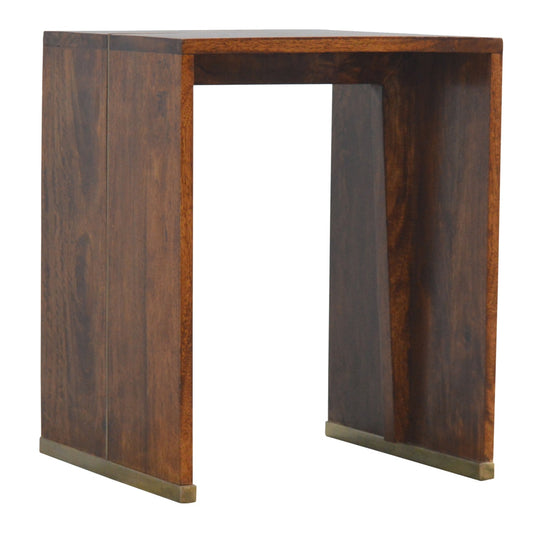 Chestnut End Table with Gold Inlay - Luxe Home Comforts